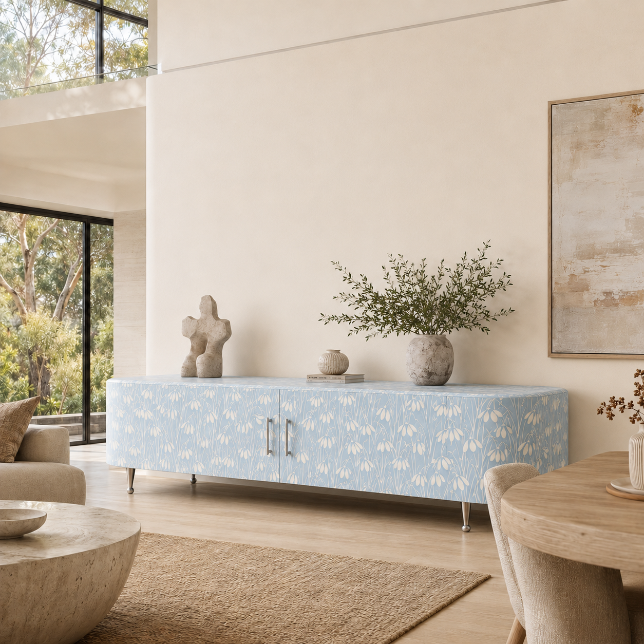 Bone Inlay Cabinet : Snowdrop : Hamptons Blue