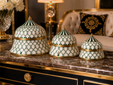 Bone & Brass Moghul Box : Trellis : Teal Green