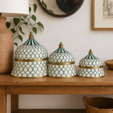 Bone & Brass Moghul Box : Trellis : Teal Green