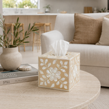 Mother of Pearl Inlay Small Tissue Holder : Floral : Sand