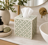 Bone Inlay Small Tissue Holder : Starburst : Sage
