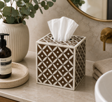 Bone Inlay Small Tissue Holder : Starburst : Chocolate