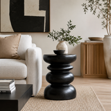 Stack Timber Sculptural Stool or Side Table : Black