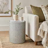 Bone Inlay Side Table : Starburst : Grey