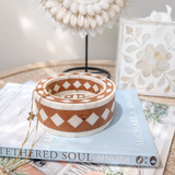 Bone Inlay Round Coaster/Trinket Tray : Starburst : Mocha