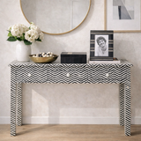 Bone Inlay Console : Zig Zag : Black