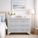 Mother of Pearl Inlay 4 Drawer Chest : Floral : Grey