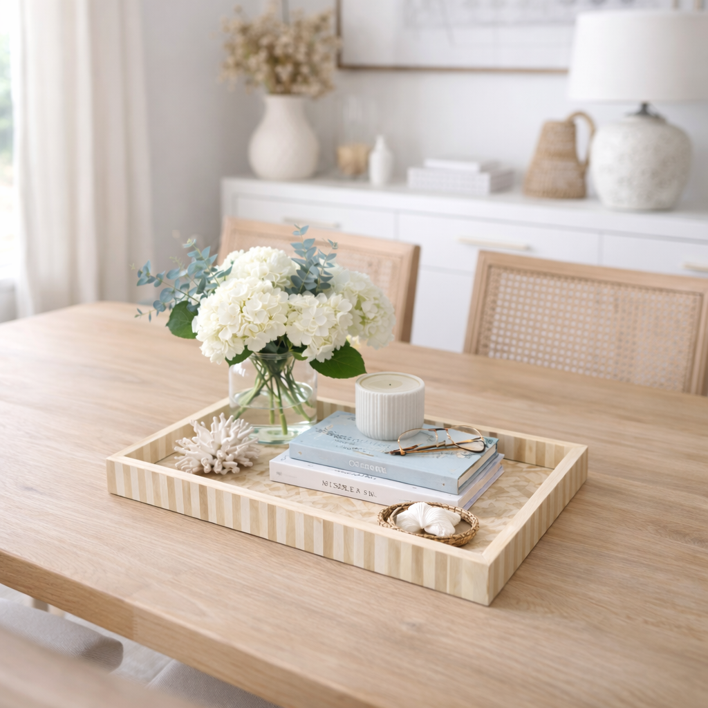 Bone Inlay Rectangular Tray : Zig Zag : Natural