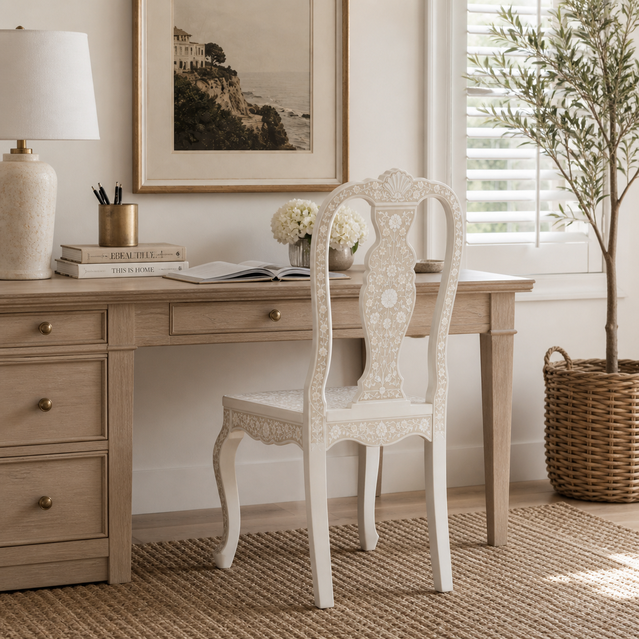 Bone Inlay Dining Chair : Camino : White
