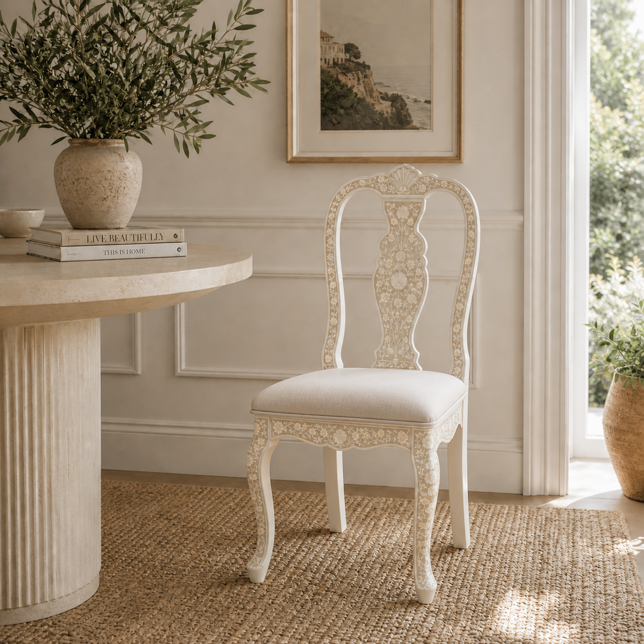Bone Inlay Dining Chair : Camino : White