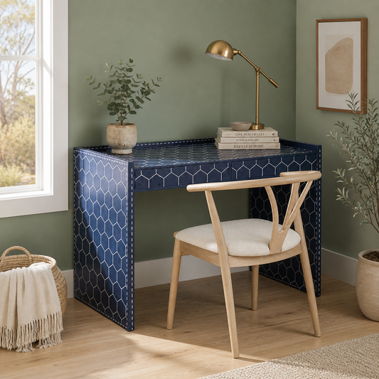 Bone Inlay Desk : Abela : Navy
