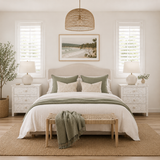 Bone Inlay 3 Drawer Bedside : Floral : White