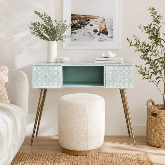 Bone Inlay Desk : Zelliges : Turquoise