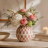 Bone Inlay Vase : Checkered : Clay