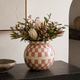 Bone Inlay Vase : Checkered : Clay