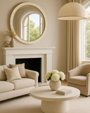 Bone Inlay Round Mirror : White