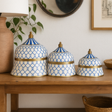 Bone & Brass Moghul Box : Trellis : Blue