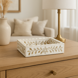 Mother of Pearl Inlay Mini Tray : Floral : White