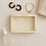 Bone Inlay Mini Tray : Criss Cross : White