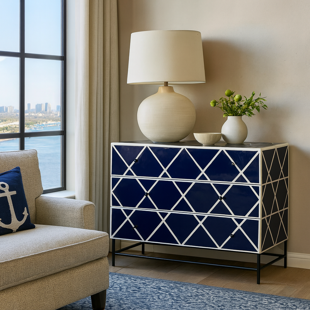Tri Delta Inlay Mahlia Interiors | Inlay Specialist | Bone Inlay 3 Drawer Chest : Delta ...