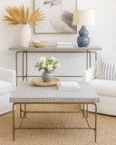 Bone Inlay Console wtih Antique Brass Legs : Pinstripe : Charcoal