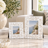 Mother of Pearl Inlay Picture Frame : Floral : White