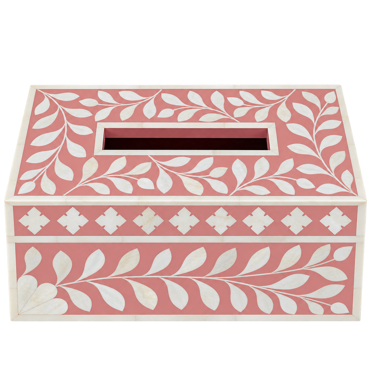 Bone Inlay Tissue Holder : Floral : Blush