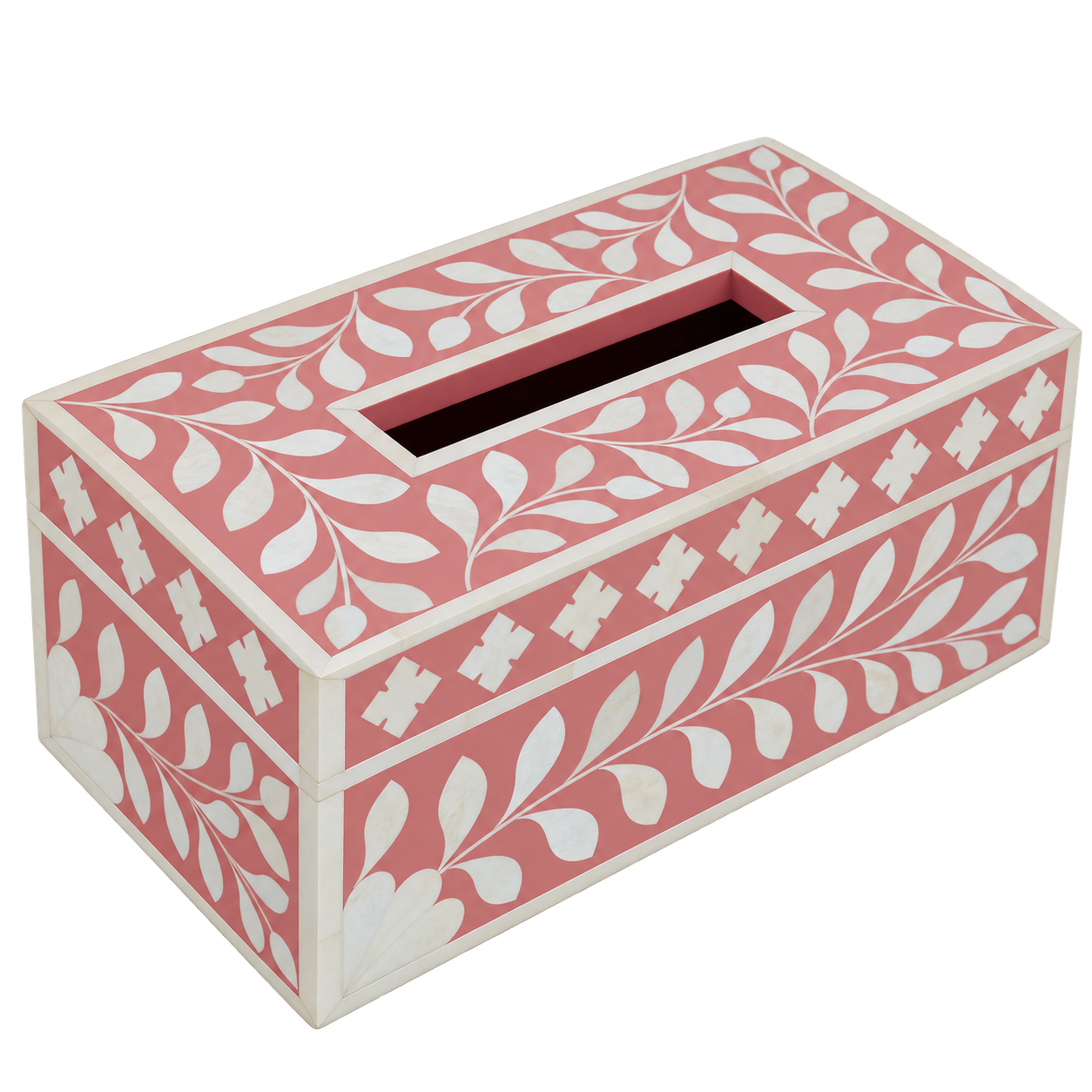 Bone Inlay Tissue Holder : Floral : Blush