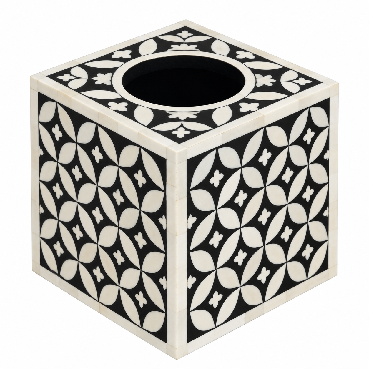 Bone Inlay Small Tissue Holder : Starburst : Chocolate