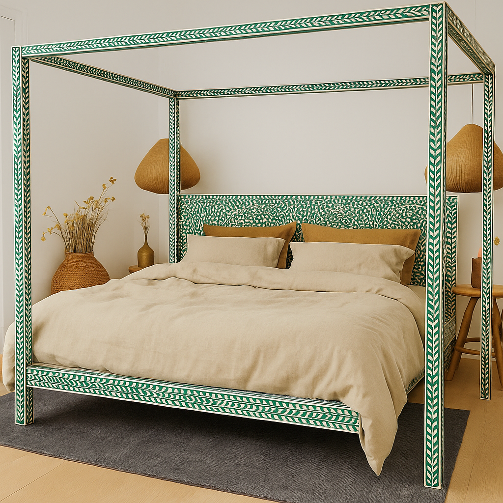 Bone or Mother of Pearl Inlay Post Bed