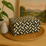 Bone Inlay Mid Size Box : Cross Weave : Brown