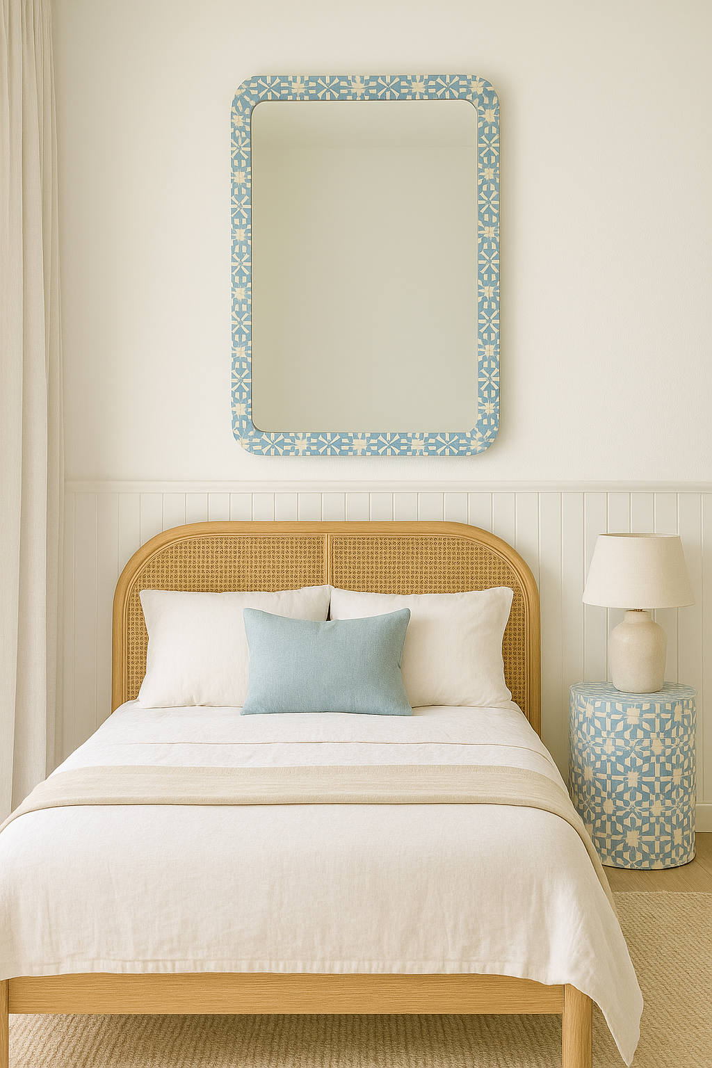 Bone Inlay Mirror : Zelliges : Blue