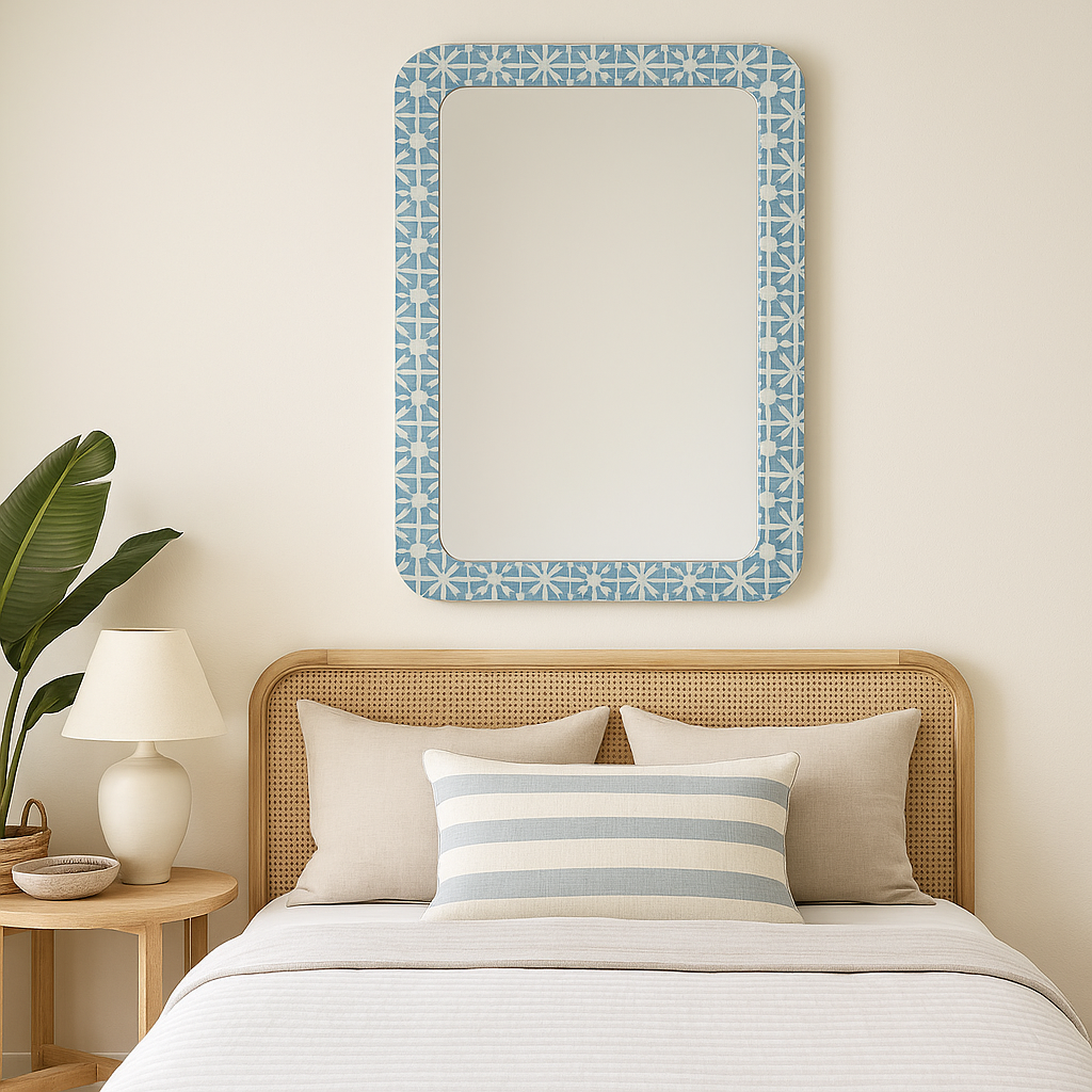 Bone Inlay Mirror : Zelliges : Blue