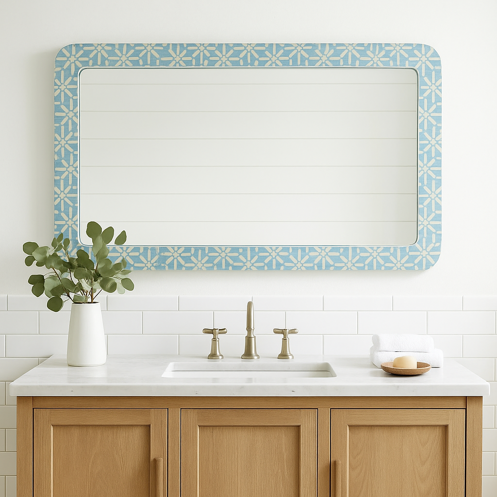 Bone Inlay Mirror : Zelliges : Blue