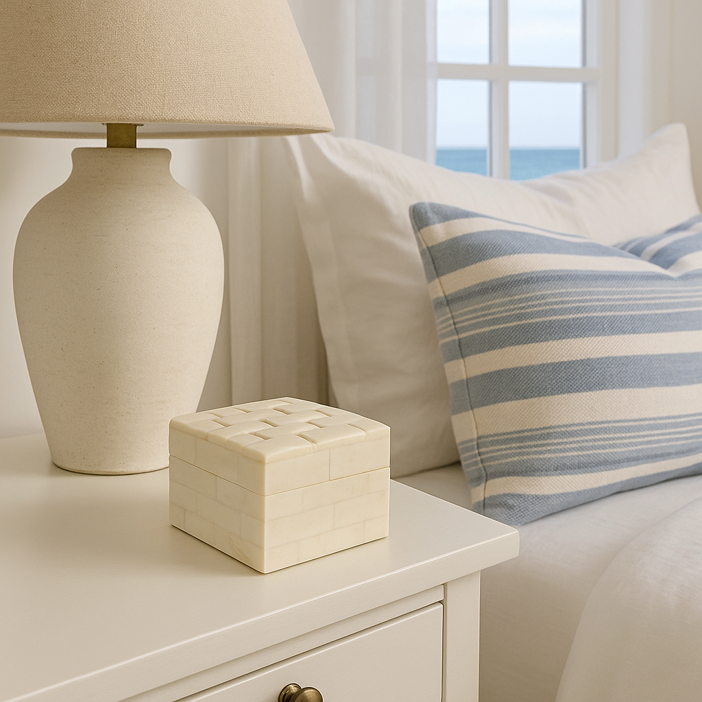 Bone Inlay Square Box : Interlace : Natural