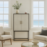 Bone Inlay Drinks Cabinet  wtih Antique Brass Legs : Pinstripe : Charcoal