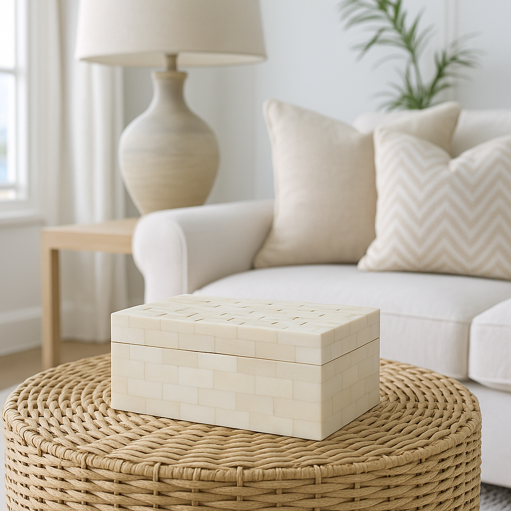 Bone Inlay Rectangular Box : Interlace : Natural