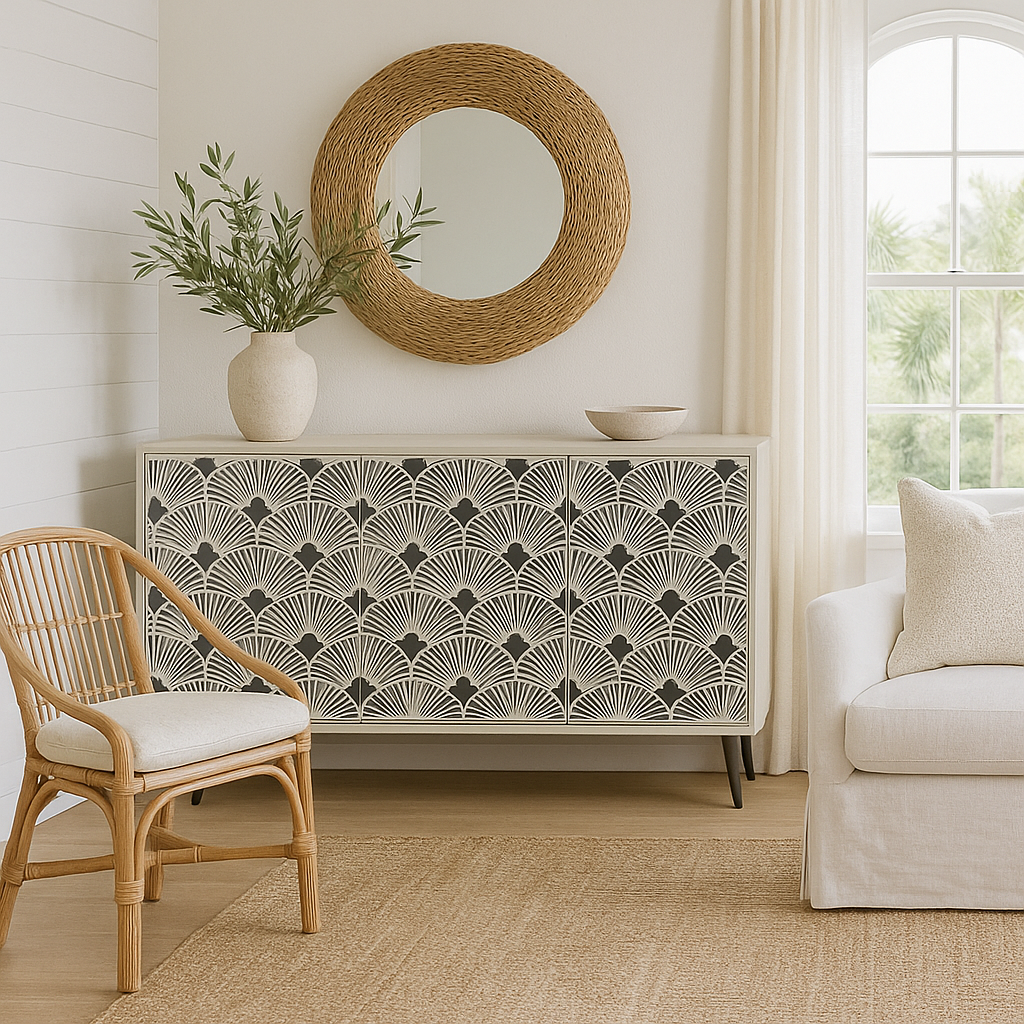 Bone Inlay Sideboard : Japanese Fan