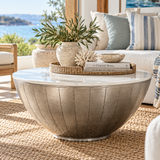 Halo Marble Top Round Coffee Table : Brass Cladding