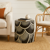 Bone Inlay Side Table : Scalloped Stripe : Black