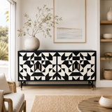 Bone Inlay 4 Door Buffet : Arrows : Black & White