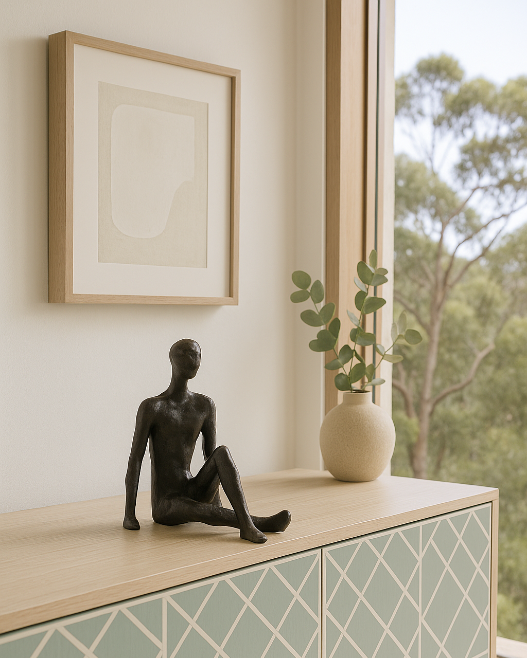 Hand-Made Indian Antique Bronze Sculpture :  Sitting Man