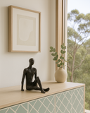 Hand-Made Indian Antique Bronze Sculpture :  Sitting Man