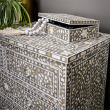 Mother of Pearl Inlay Large Box : Floral : Grey