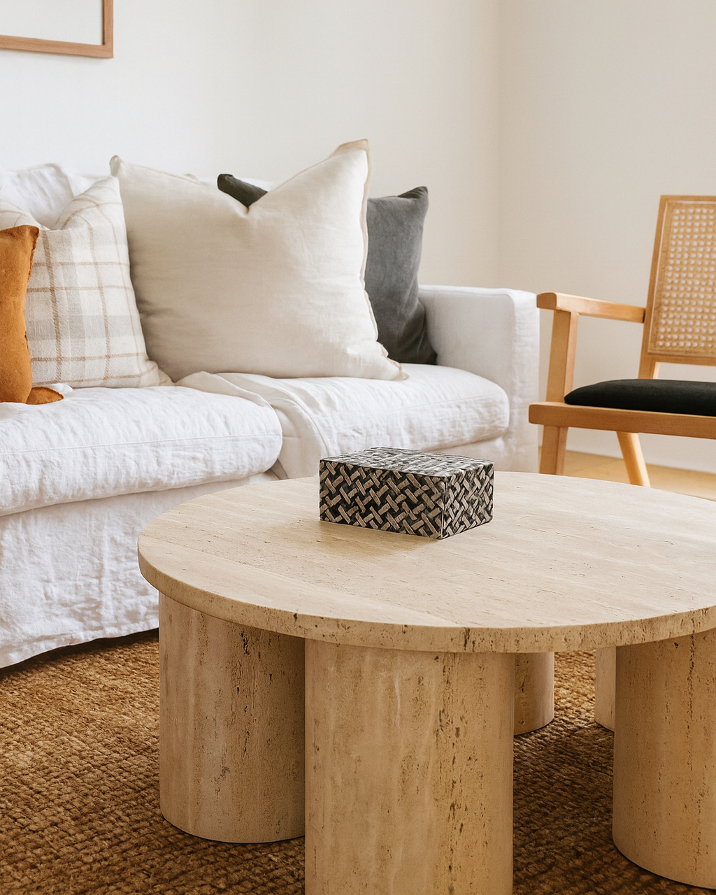 Bone Inlay Small Box : Cross Weave : Brown