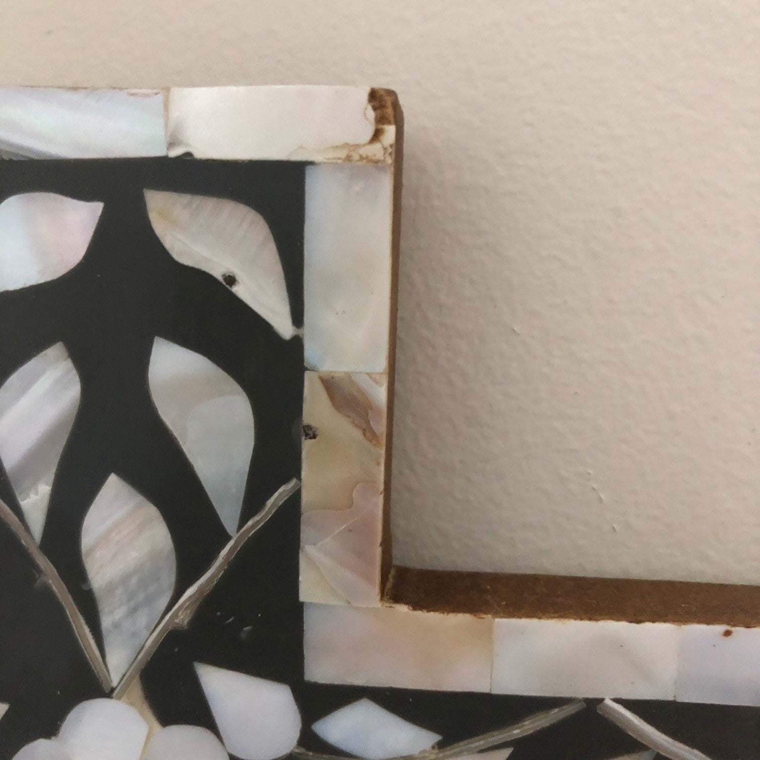 Imperfect Mother of Pearl Inlay Small Cross : Floral : Black