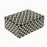 Bone Inlay Mid Size Box : Cross Weave : Brown