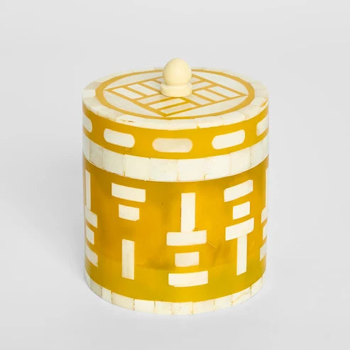 Bone Inlay Miniature Canister : Axis: Saffron