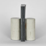 Bone Inlay Bookends : Brickwork : White