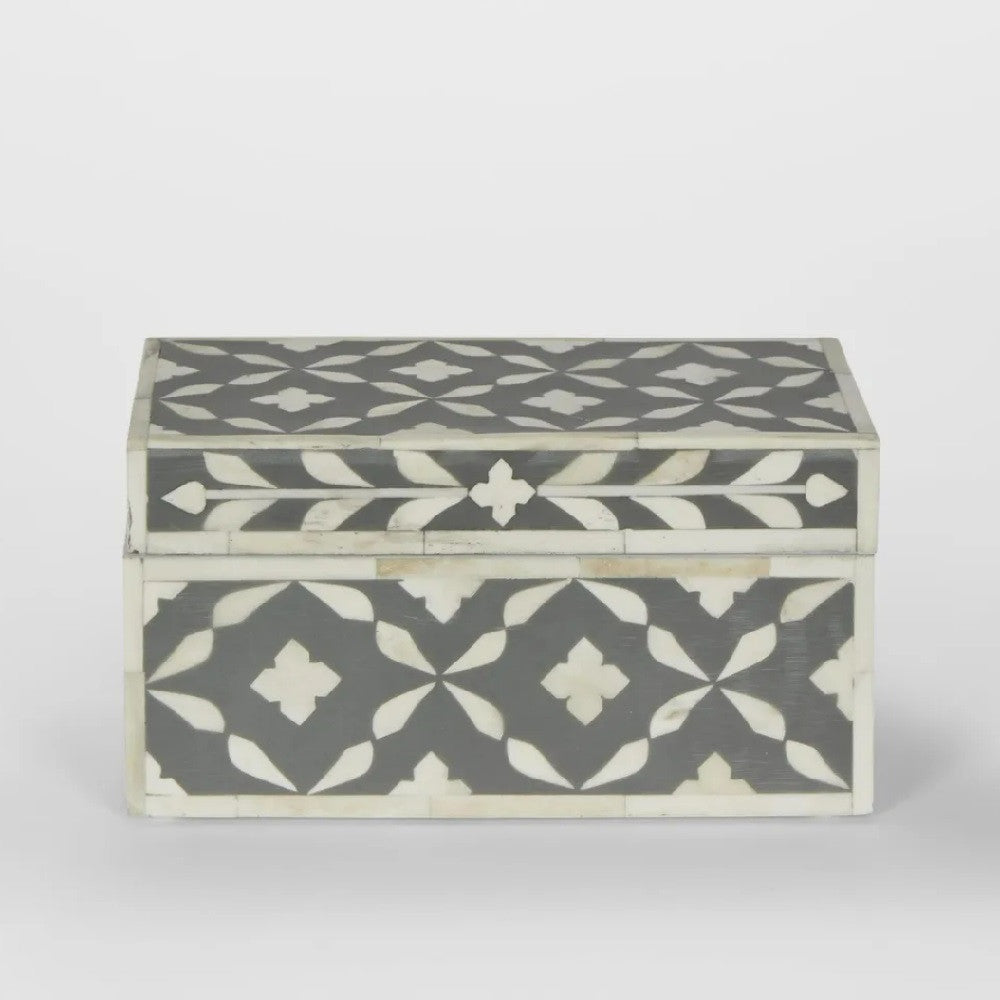 Bone Inlay Jewellery Box : Ogee : Grey